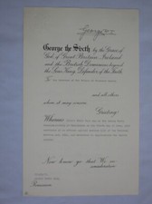  Authentic Original Wartime 1943 Hand Signed Royal Pardon King George VI.  