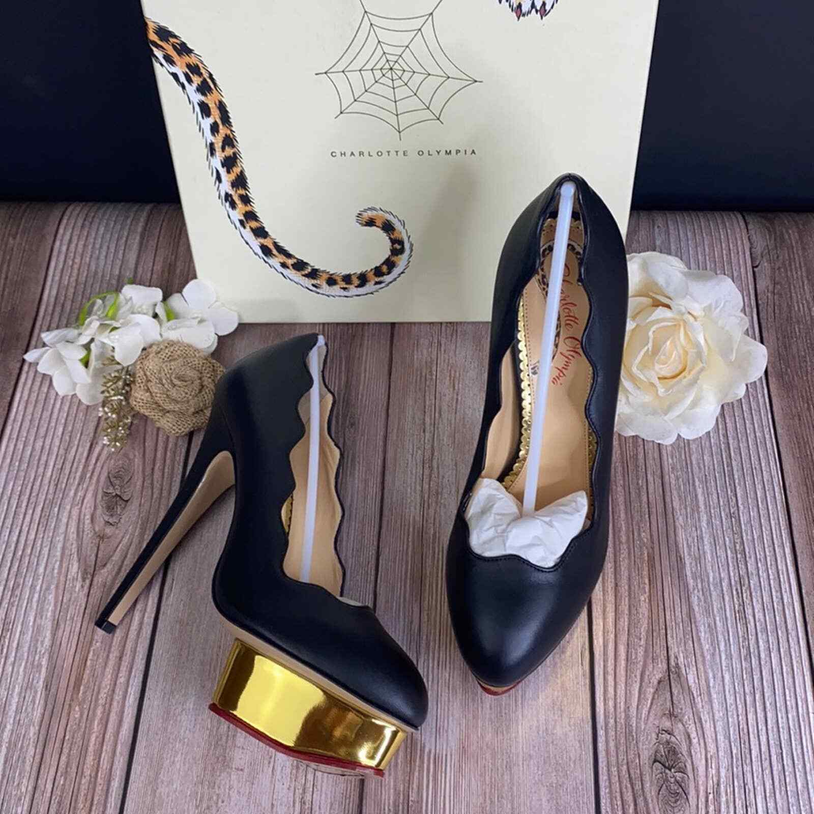 black leather platform heels