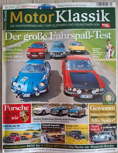 MotorKlassik - Juli 2014 - Test - Alpine A110, Lancia Fulvia, Audi Quattro, BMW