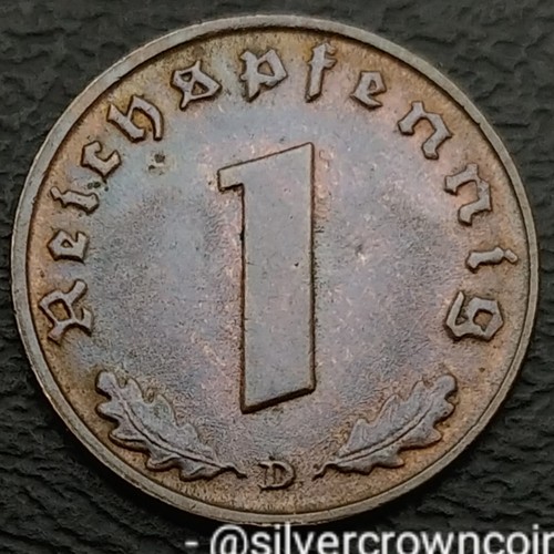 Germany 3d Reich 1 Reichspfennig 1939 D. KM#89. One Pfennig coin Munich mt. WWII - Picture 2 of 7