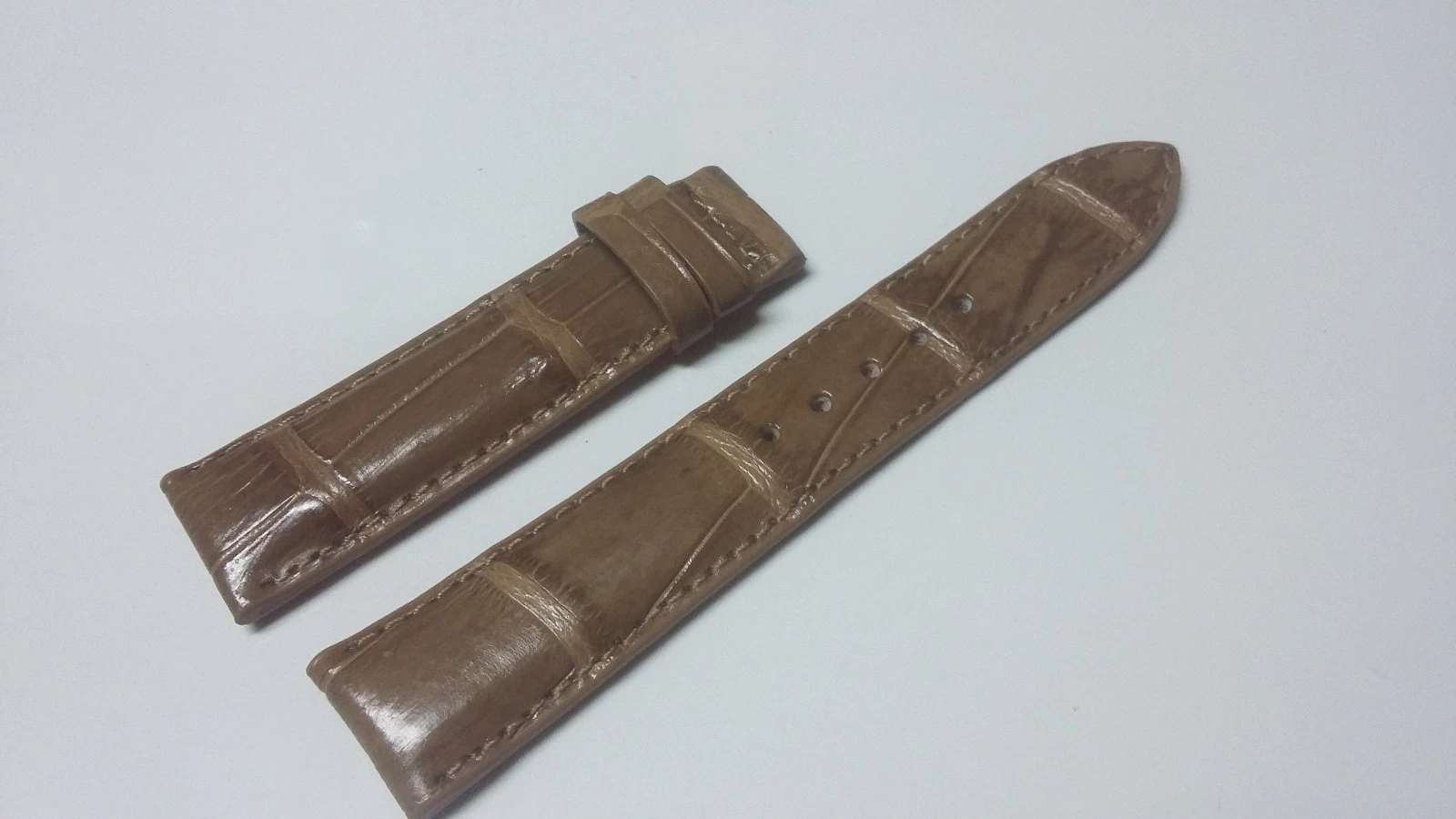 20mm/18mm Brown Alligator Crocodile Embossed Leather Watch Strap Band