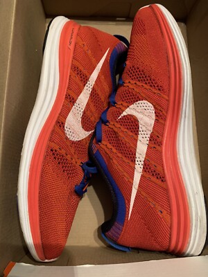 Nike Men's Flyknit One+ Running Shoes Red/Blue/White 554887-816 Sz 10.5