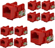 Logico KJ6226 8P8C Keystone Jack Cat6 Red Network Ethernet 110 Punchdown 10pcs