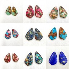 2Pcs/Set Natural Emperor Stone Inverted Triangular Shield Pendant 20x32mm Craft