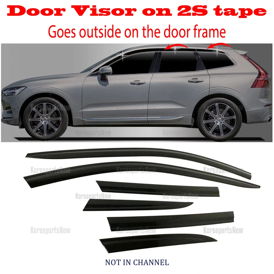 Deflector de visera de ventilación de ventana de puerta 2S NEGRO OSCURO ⭐6 piezas⭐ para Volvo XC60 2018-2025 Foto 2 de 4