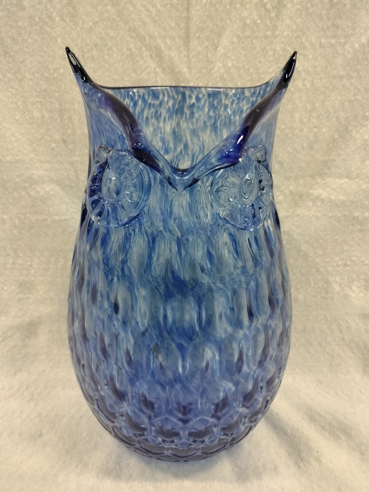 Large And Heavy Blue Blown Glass Owl Vase, This Glass Design Features A eBay