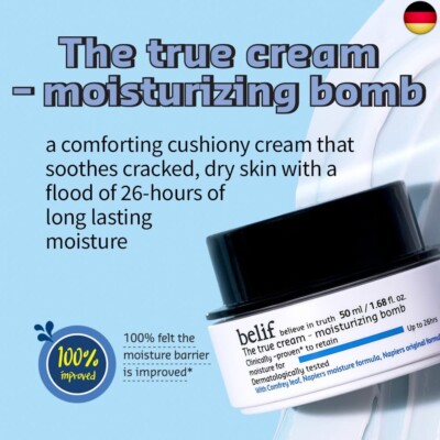Belif True Cream Moisturizing Bomb 50ml, Langanhaltende Gesichtscreme,