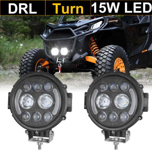 2X For JEEP JK JL 7" Round LED Spot Pods Driving Work Light Bar DRL Turn OffRoad - Picture 11 of 15
