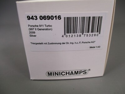 Porsche 911 Turbo 2009 Minichamps 1:43 Gris - Réf 943069016