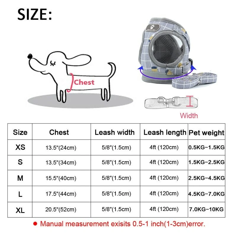 Dog Harness and Leash Set Reflective Mesh Adjustable Harnesses for Puppy Kitten Dog Harness and Leash Set Reflective Mesh Adjustable Harnesses for Puppy Kitten