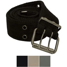 Double Prong Canvas Army Belt, Heavy Duty Military Grommet Two Hole Pistol 1.75"