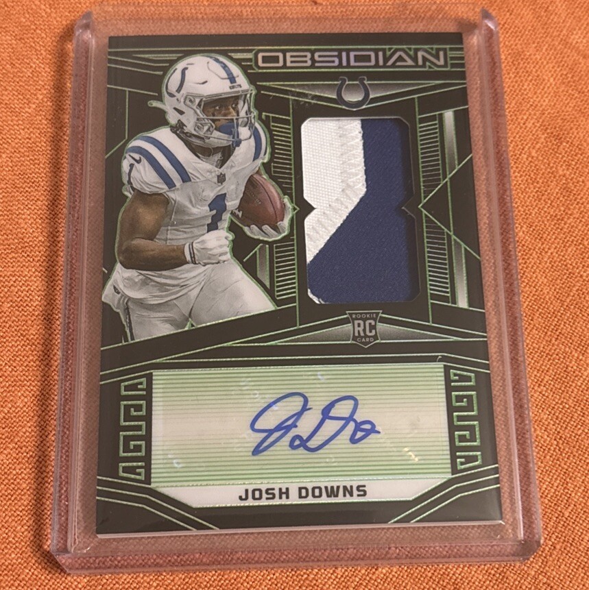 2023 Obsidian Josh Downs Rookie Jersey Auto Green Electric Etch /25 #221 SP RC