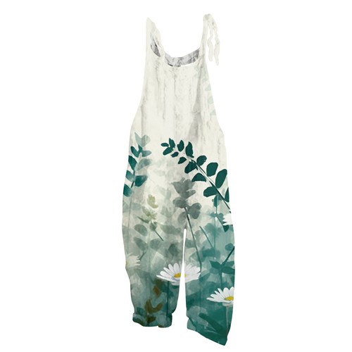 Women Boho Floral Dungaree Jumpsuit Strappy Baggy Romper Pants Overalls S-3XL - Picture 6 of 38