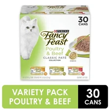 Purina Fancy Feast Classic Pate Kitten Food, Poultry & Beef, 3 oz Cans (30 Pack)