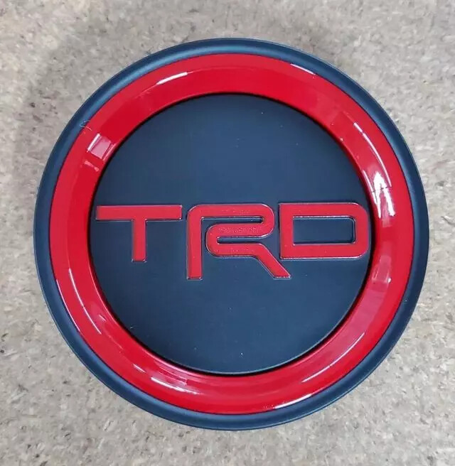 Genuine Toyota Red / Black TRD Alloy Wheel Center Cap PT998