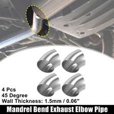 4 Pcs OD 2 Inch 45 Degree SS304 Stainless Steel Exhaust Elbow Pipe for Car