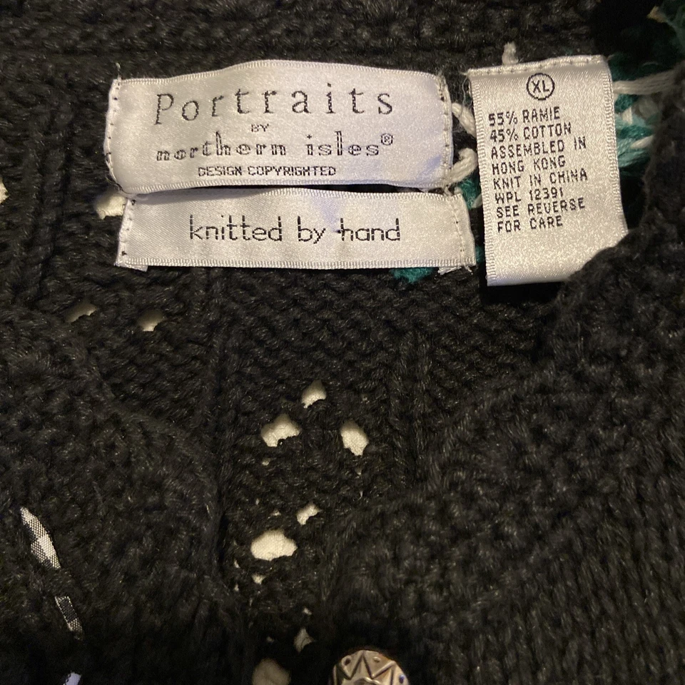 Vtg Portraits Cotton Blend Christmas Cardigan Sweater Size XL Knitted By Hands - Image 3 of 4