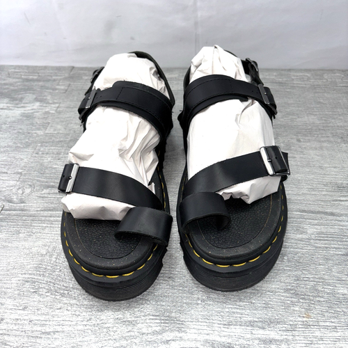 Dr Doc Martens Fynn Leather Strap Sandals Black with Toe Bed Mens Size 10