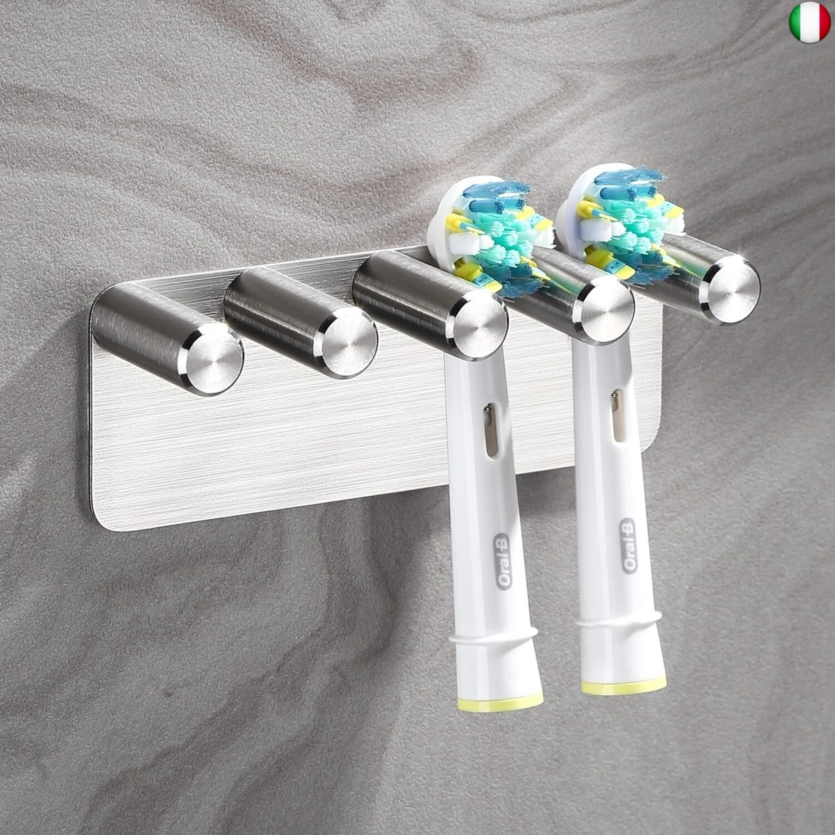 Porta Testine Spazzolino Elettrico In Acciaio Inox - SUS304, Per Muro O Piano, Argento, Adesivo Forte - Foto 4