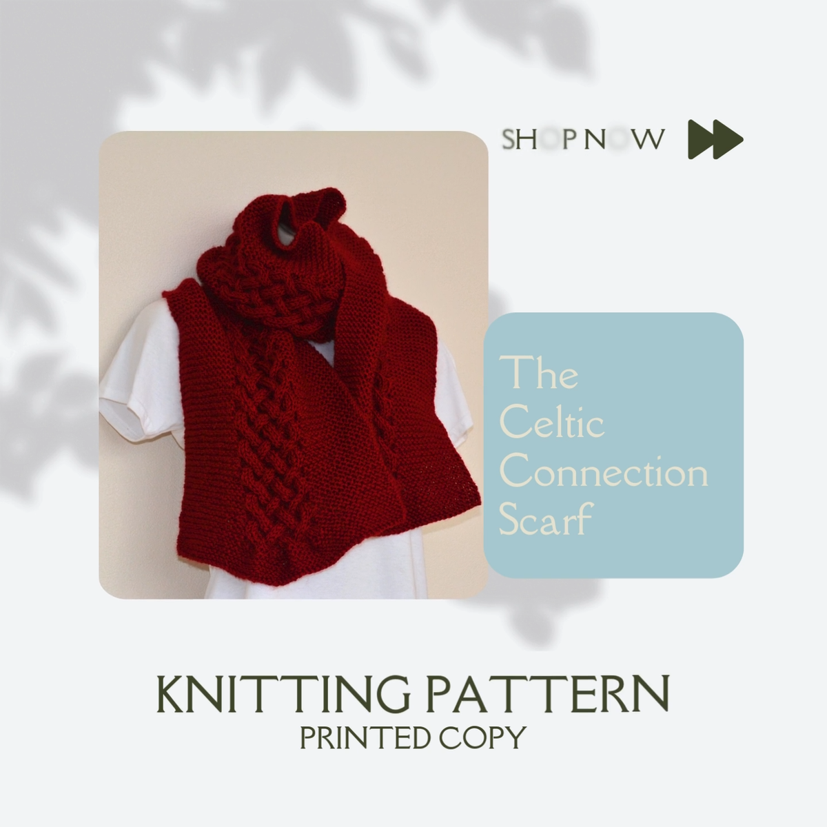 The Celtic Connection Scarf Knitting Pattern Printed Pattern To Knit  Yourself