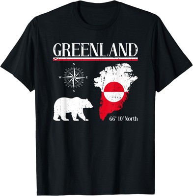 Greenland Icebear Compass Flag Map Greenland T-Shirt, Unisex Tee