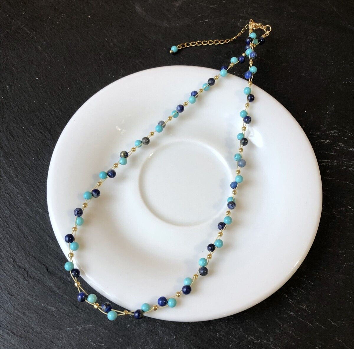Collier en lapis-lazuli et turquoise naturelle, cadeau d'anniversaire idéal