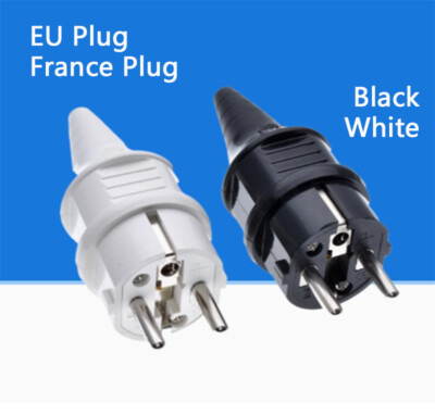 ø4.8mm 2PIN CE Mains Plug Schuko EU France Rewireable Plug,16A 250V BK/WH