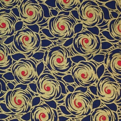 Roses Cotton Fabric Gold Metallic TIMELESS TREASURES Navy BY THE YARD