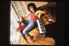 Joan Jett 1986 Guitar Photo Shoot next to piano Original 35mm Transparency