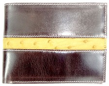 T. Marcus CALFSKIN LEATHER WALLET BIFOLD RFID Blocking Vegetable Tanned OSTRICH 