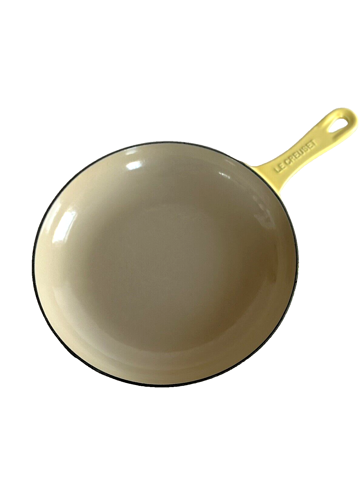 AUTHENTIC LE CREUSET ENAMELED CAST IRON SHALLOW FRY PAN BRIGHT YELLOW