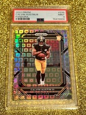 CALVIN AUSTIN III PSA 9 2022 PANINI PRIZM #304 SILVER PANDORA HOLO NUM #279/400