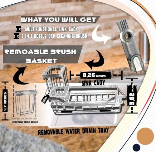 Multifunctional Sponge Holder for Kitchen Sink Kitchen Sink Caddy With Brush - Picture 2 of 5
