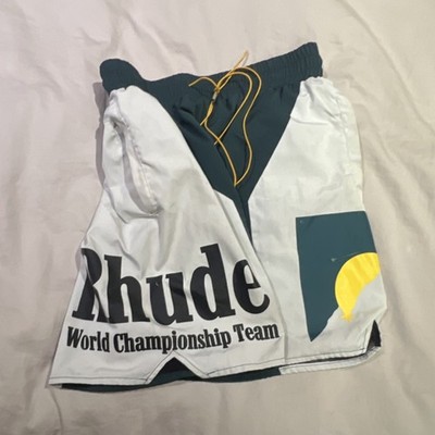 RHUDE World Championship Team Colorblock Swim Shorts Green White Size M