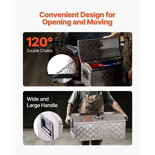 30"x13"x13" Heavy Duty Aluminum Truck Bed Tool Box for Pickup RV Silver - Picture 5 of 10