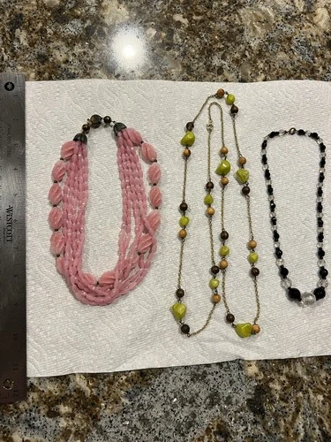 Vintage Costume Jewelry 3 Beaded Necklaces Lucite?