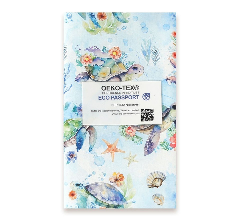 Ocean Sea Flower Turtle Pattern Fabric made in Korea by the Half Yard ...