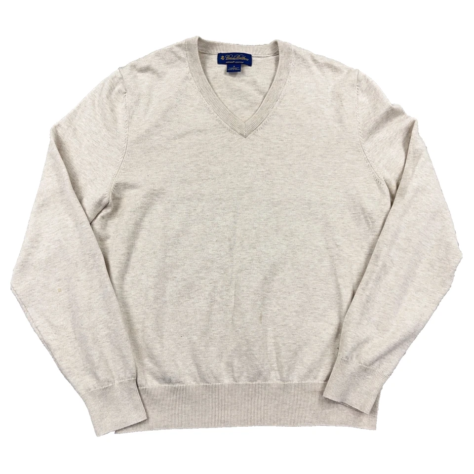 Suéter Brooks Brothers Hombres Pequeño Tostado Cuello en V Algodón Supima Golf Pullover Adulto * Foto 2 de 4