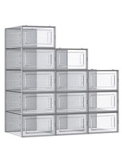 SONGMICS SHOE BOXES PACK OF 12 SHOE STORAGE ORGANIZERS ULSP006G12 - GRAY