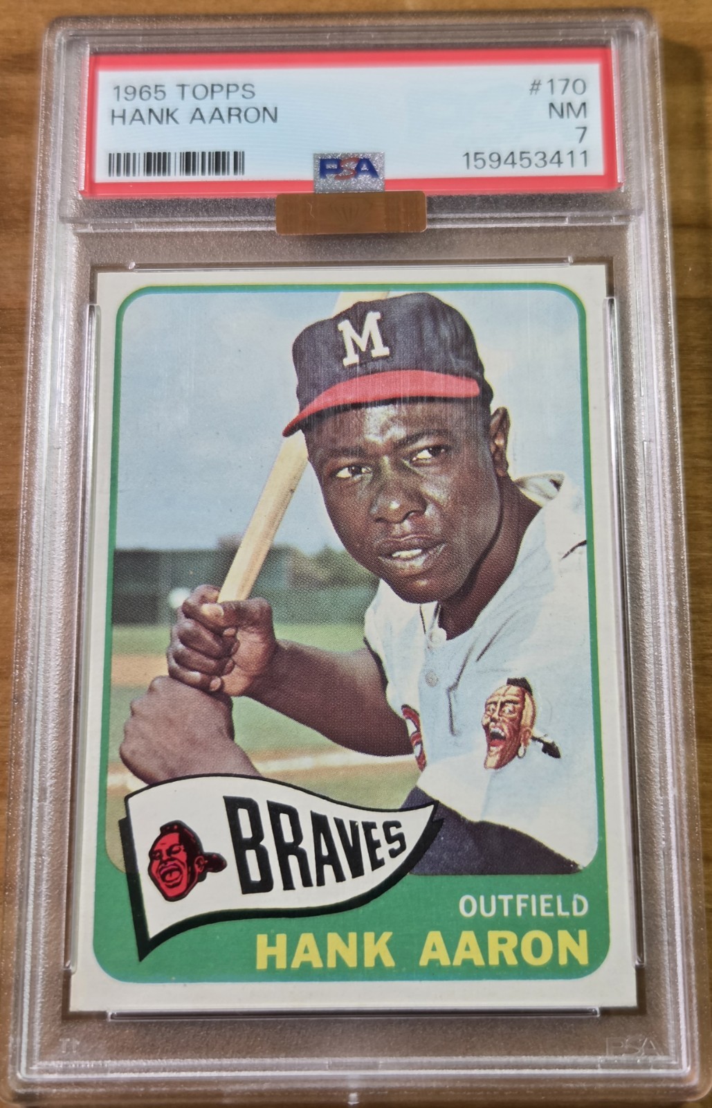 1965 Topps Hank Aaron #170 PSA 7 MBA GOLD SUPERIOR EYE APPEAL (CTD) FRESH GRADE view 1