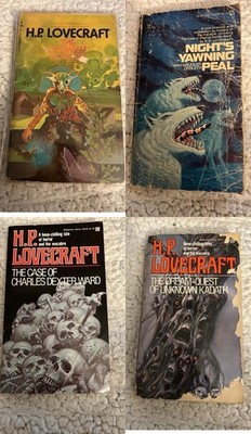 H.P. Lovecraft Vintage Paperback Lot Dunwich Kadath Del Rey Lancer Signet Pbfh