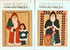2 Homespun collectibles cross stitch SANTA pa...