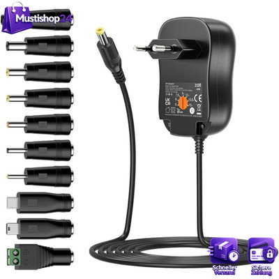 Netzteil 45W AC DC 5V-15V 3A mit 5V 2A USB-Anschluss und 10 DC-Steckern
