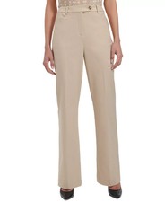 Calvin Klein Straight Leg Pants Women's 14 Latte Multi Zipper Button Closure