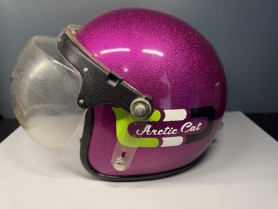 Vintage Artic Cat Snowmobile Helmet Purple Metal Flake 1971 broken shield