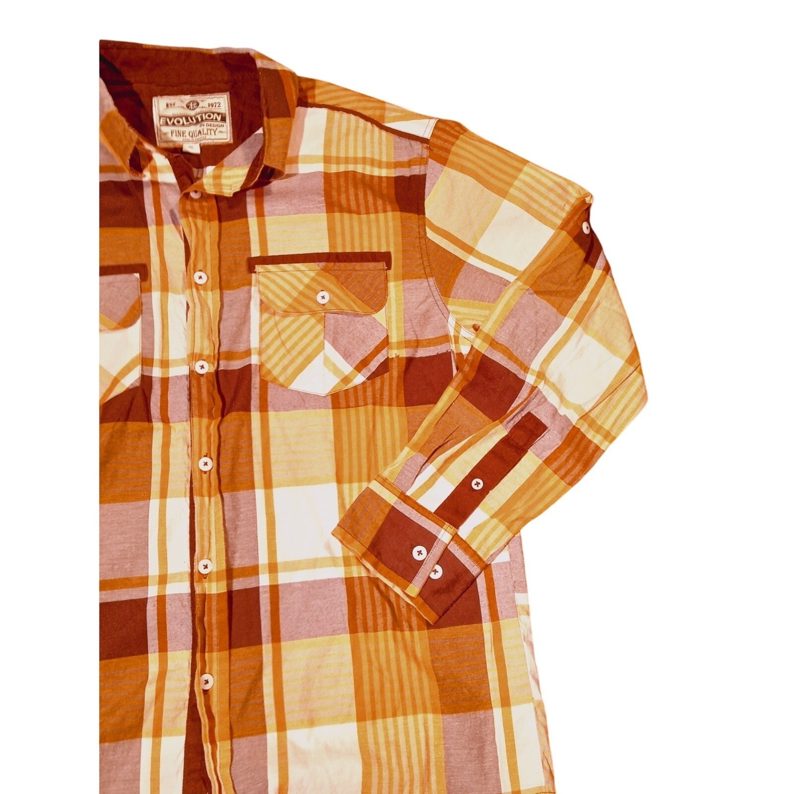 Evolution Design Shirt Button Down Plaid Long Sle… - image 7
