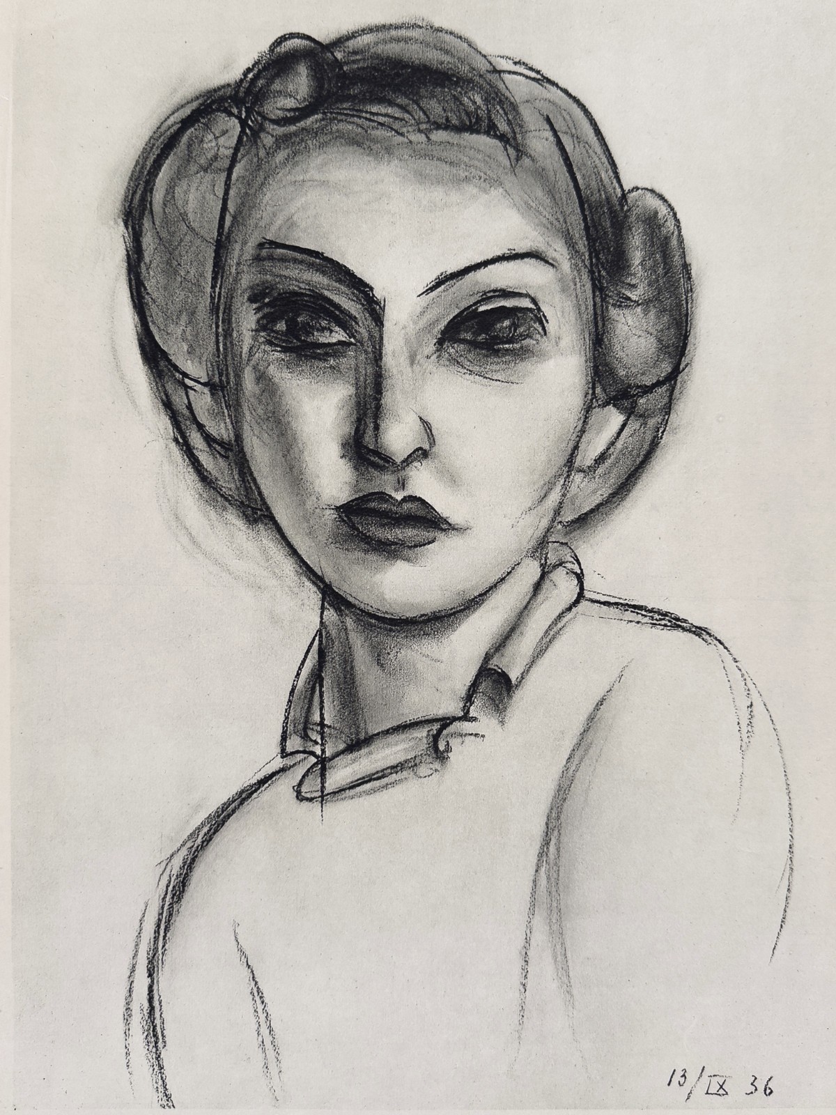 Henri Matisse – 1939 heliogravure after charcoal portrait drawing of a woman