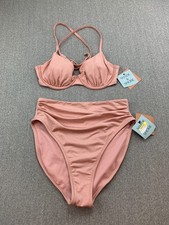 Shade Shore Shine On Underwire 2Pc Bikini Swimsuit Women S Pink Side Shirred