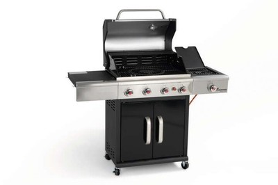 LANDMANN Triton 4.1 Grillstation Gas + Holzkohle Grill 4 Brenner BBQ Grillwagen
