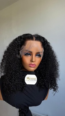 SDD Raw Virgin Human Hair Curly Wig 20inches 13by4 Lace Pre Plucked, Pre Bleached
